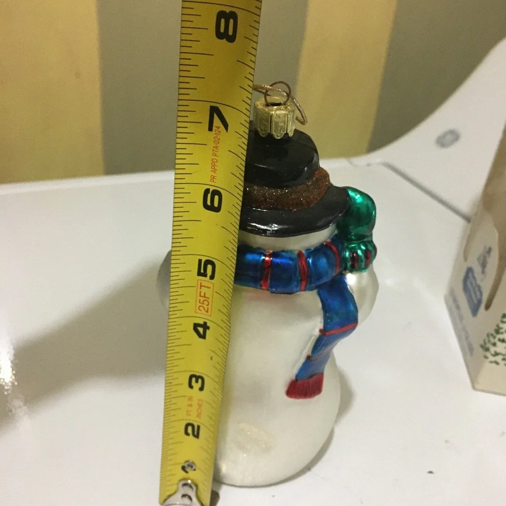Blown Glass Snowman Christmas Ornament  